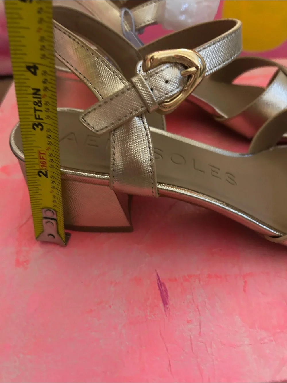 AEROSOLES Gold Metallic Crisscross Slingback Heels